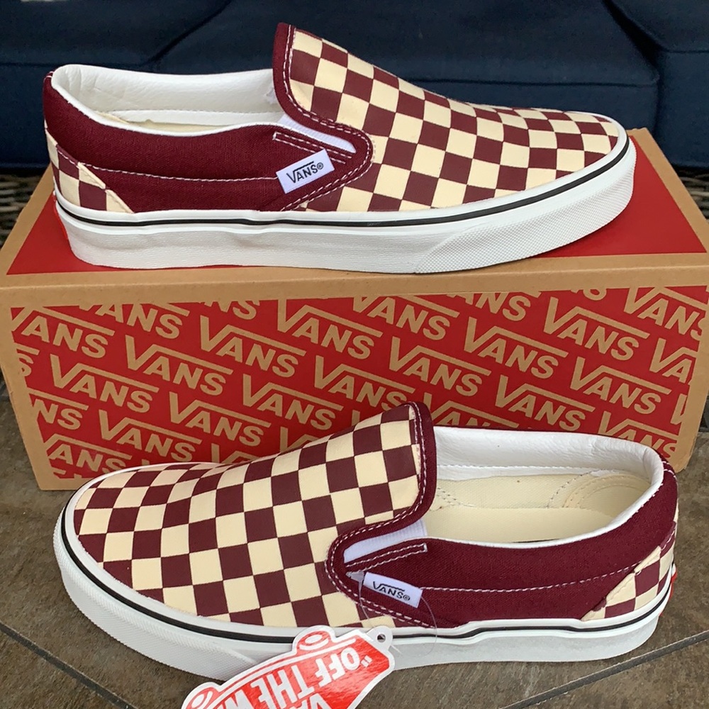 VANS CLASSIC SLIP ON CHECKERBOARD PRTRY/TRWHT WMNS